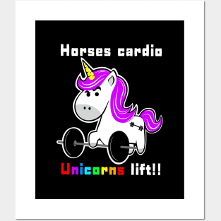 Barbell Unicorn, fitness funny, gym girl Posters and Art